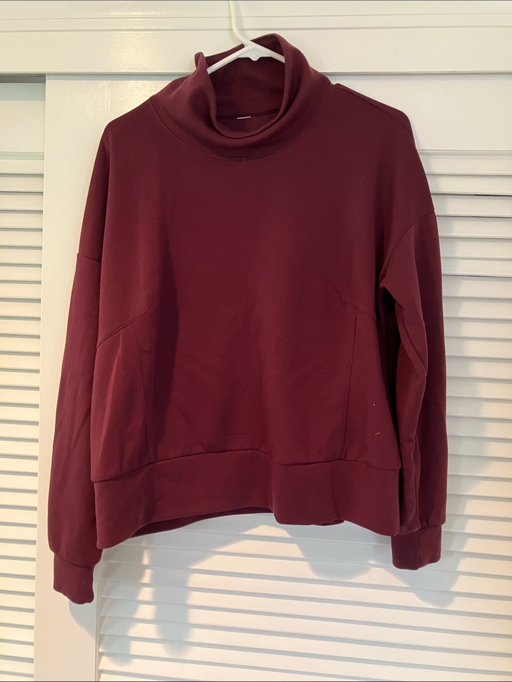 Women's Boxy Mock Neck Sweater in Deep Wine